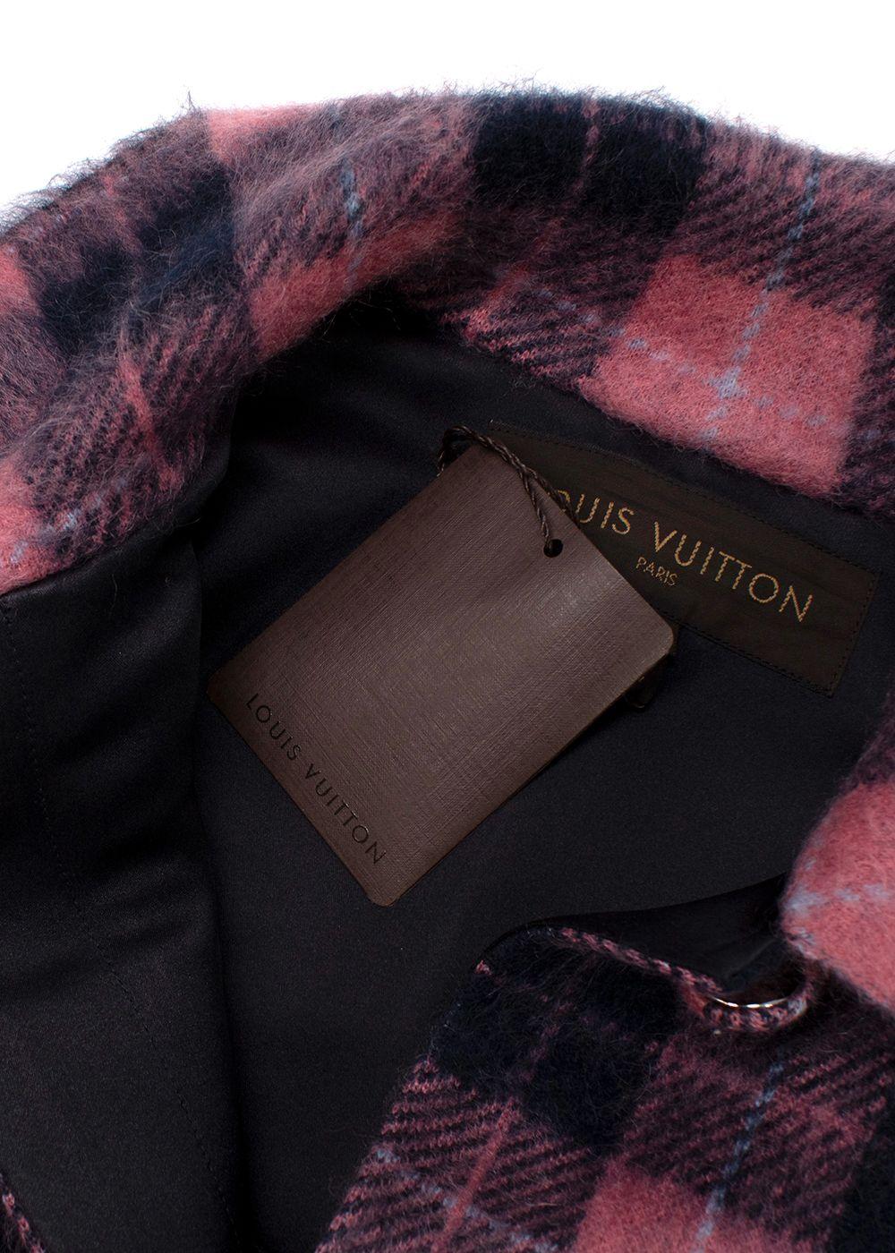Louis Vuitton Pink & Blue Mohair Single Breasted Coat