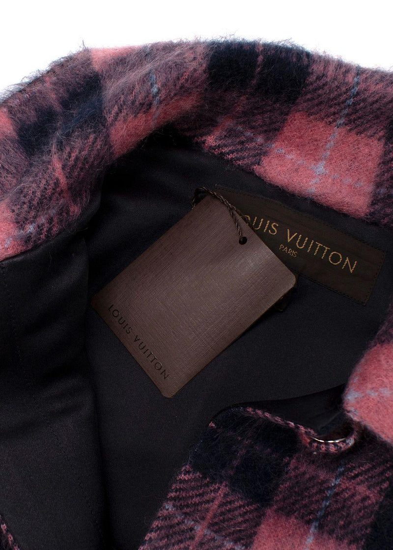 Louis Vuitton Pink & Blue Mohair Single Breasted Coat