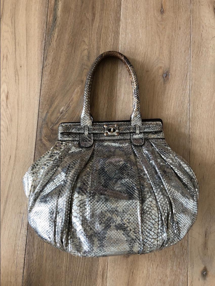 Zagliani silver python bag