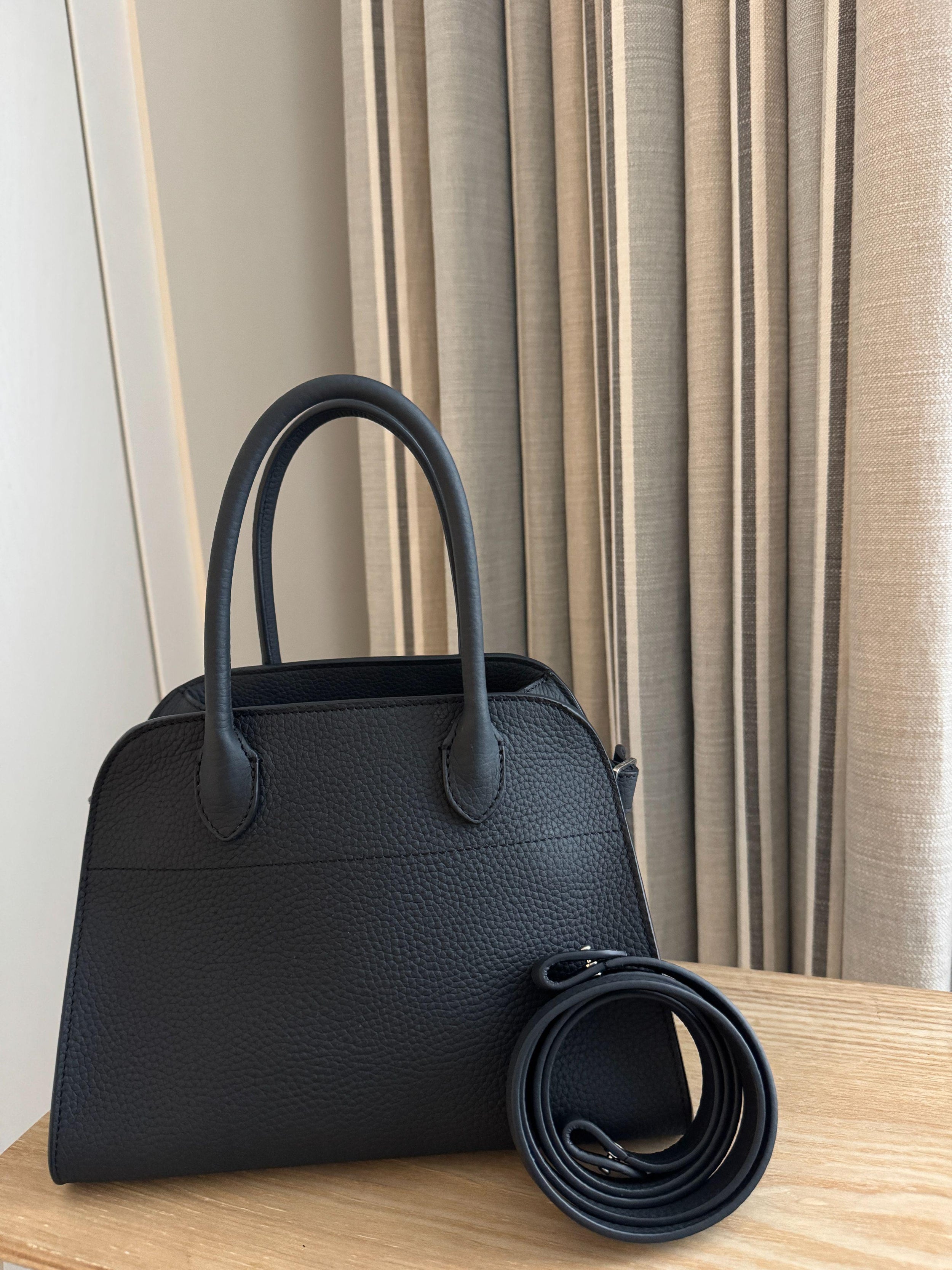 Dark Navy Grained-Leather Margaux 10 Bag