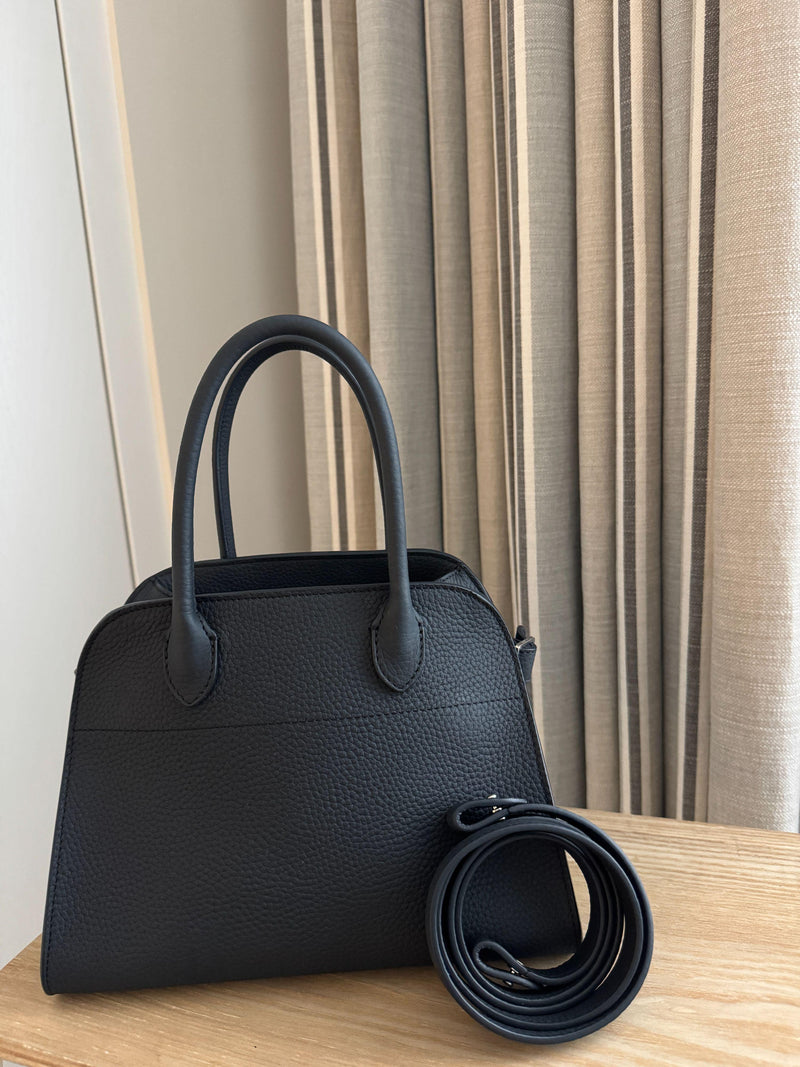 Dark Navy Grained-Leather Margaux 10 Bag