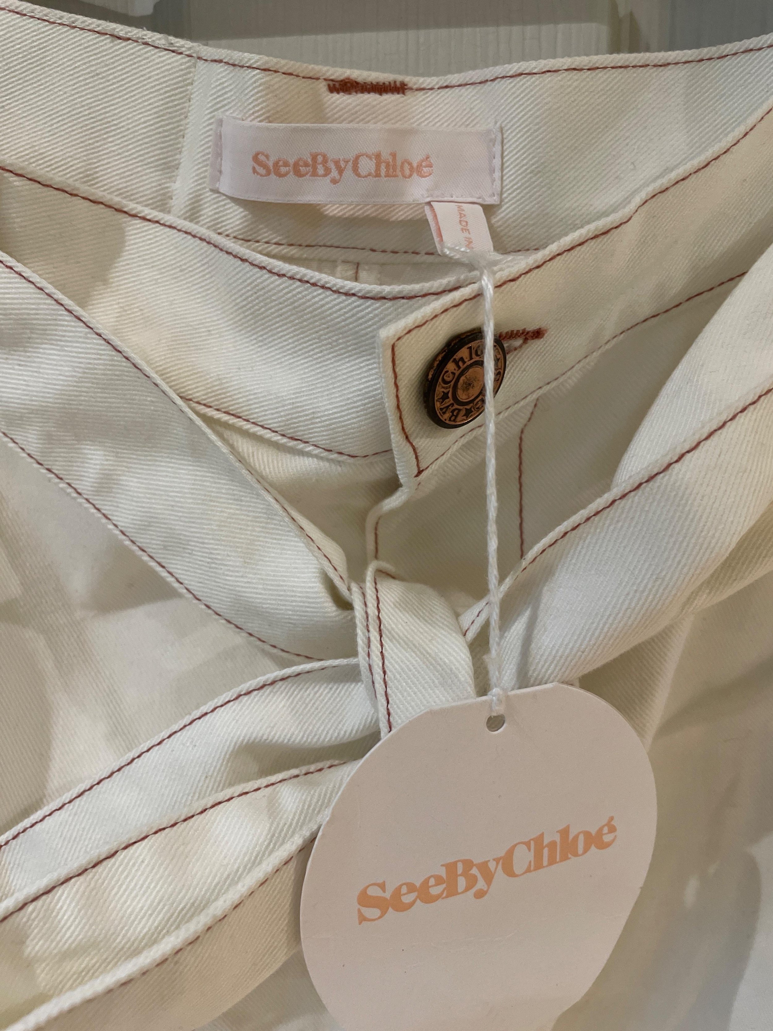 White cotton twill shorts