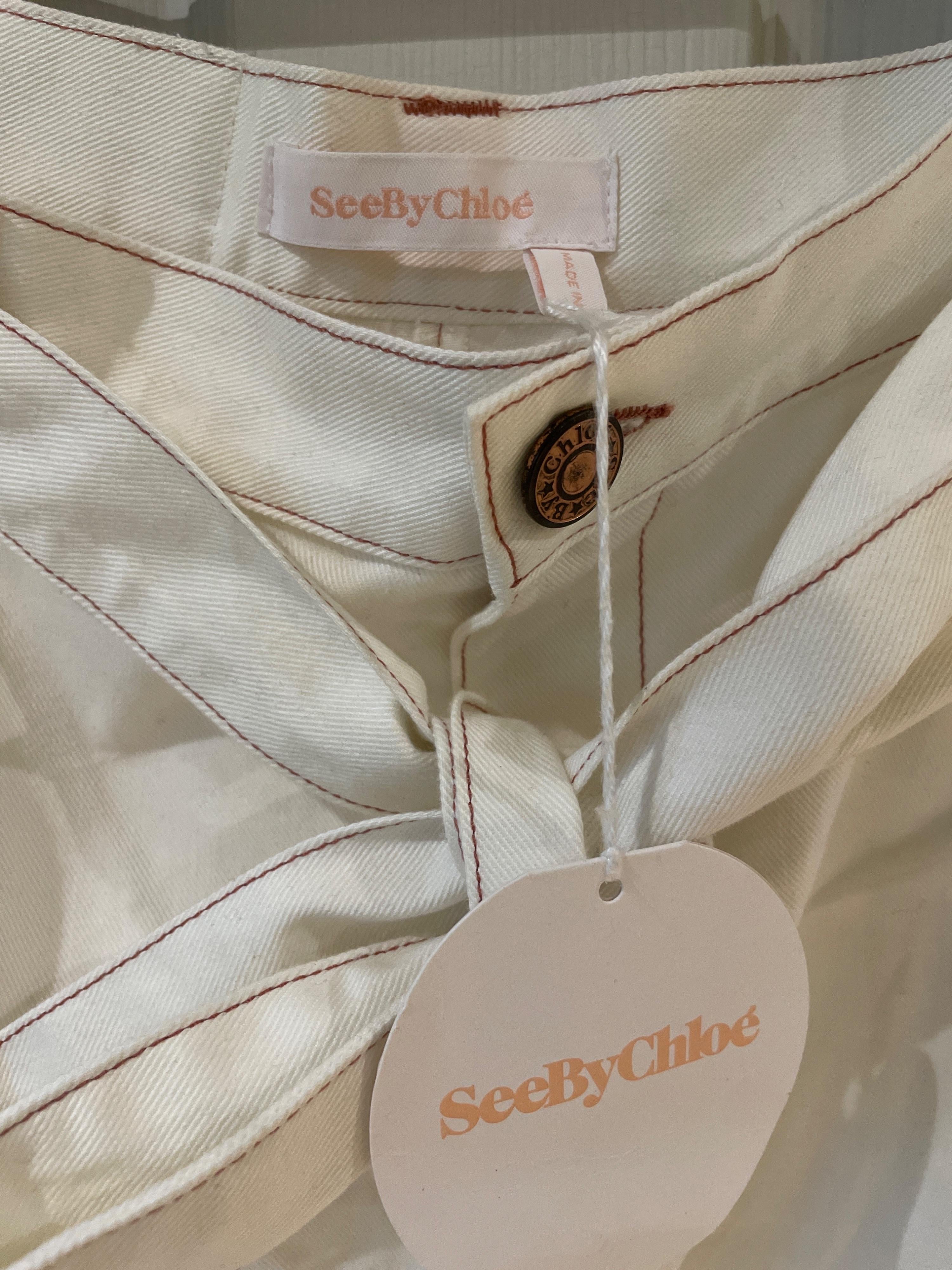 White cotton twill shorts