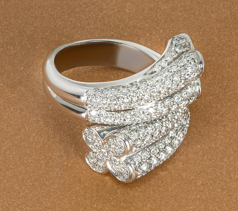 White Gold Diamond Bypass Ring 3.22ct