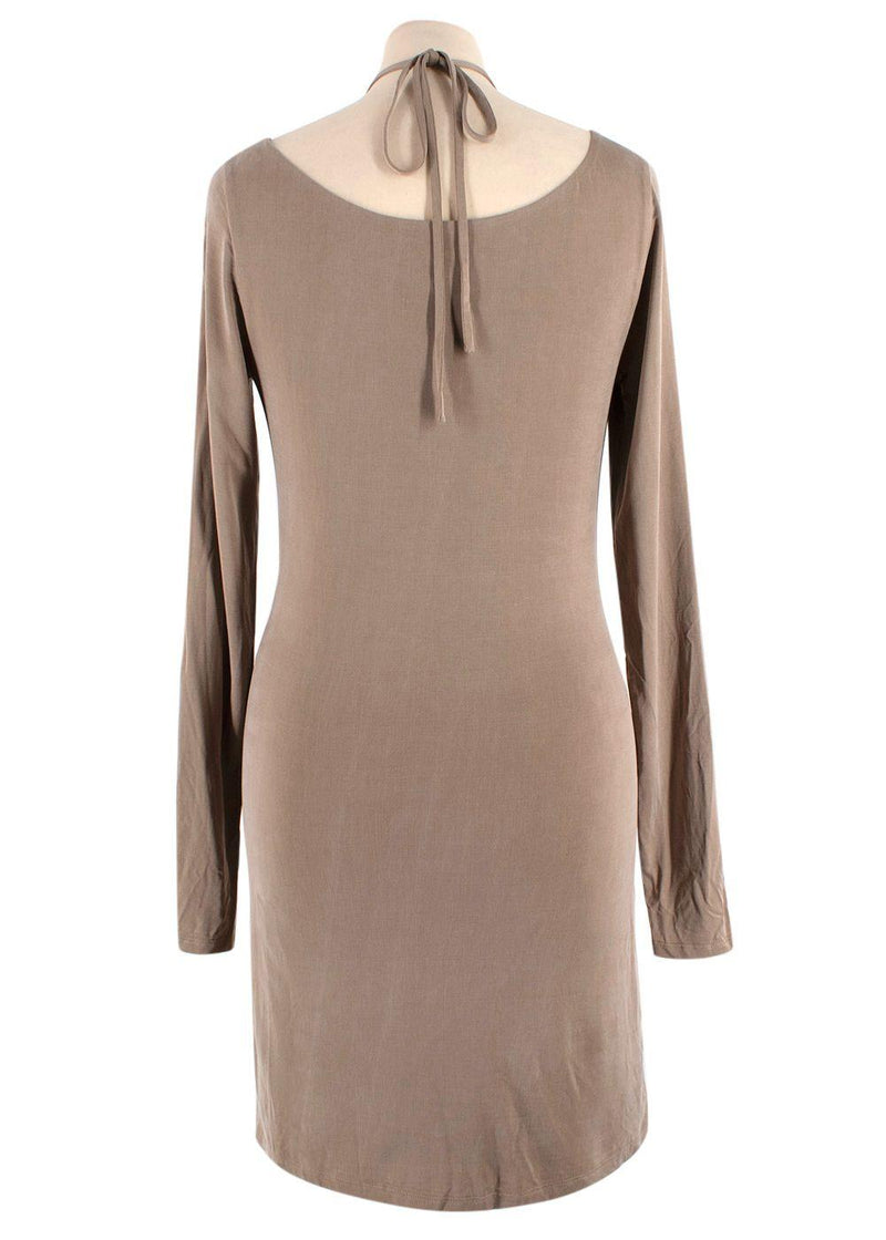 Dion Lee Taupe Cut Out Halterneck Mini Dress