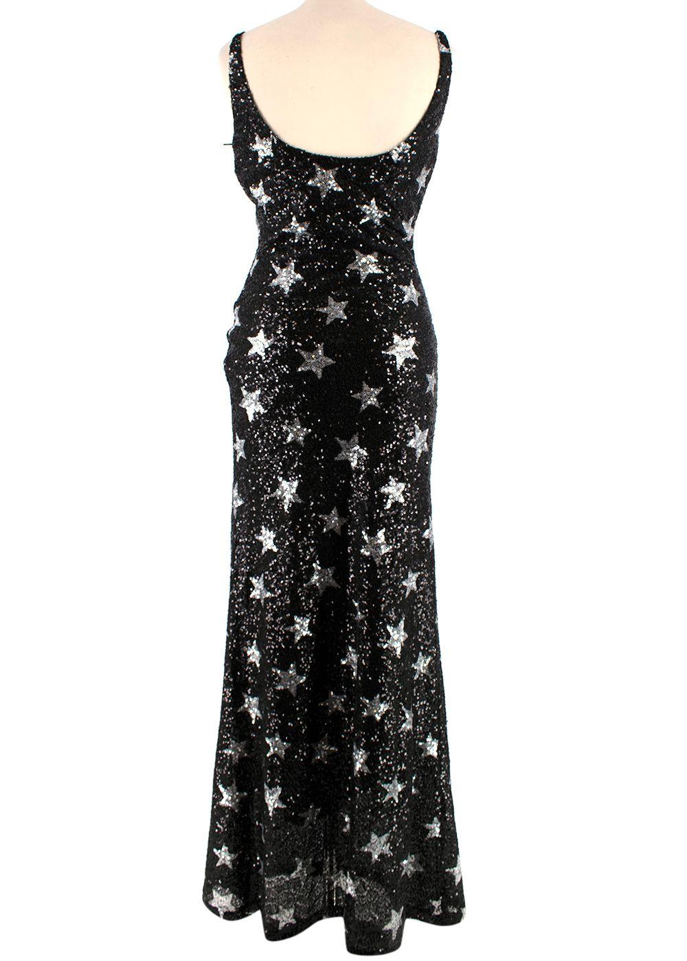 Ainea Black Star Sequin Cowl Neck Gown