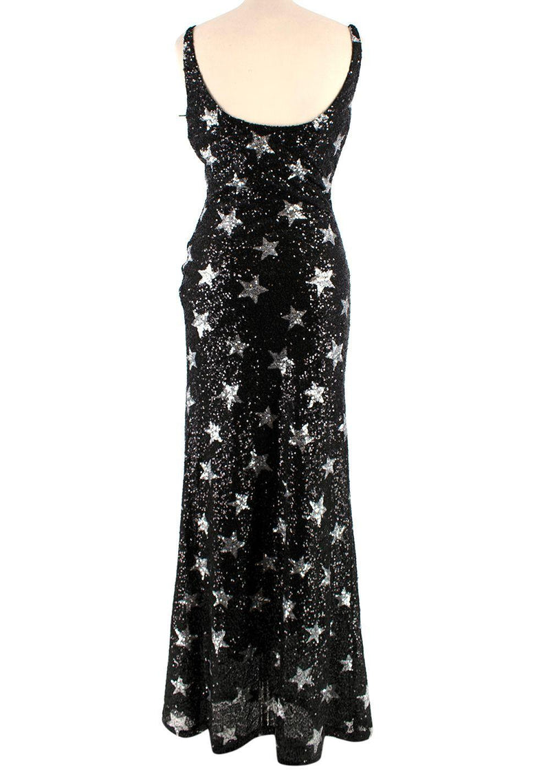 Ainea Black Star Sequin Cowl Neck Gown