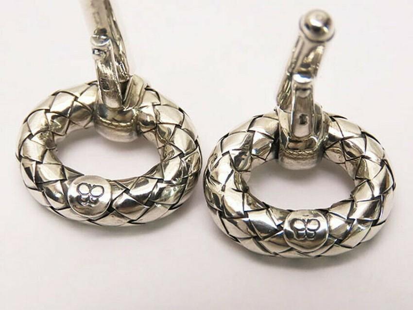 Bottega Veneta Silver Intrecciato Cufflinks