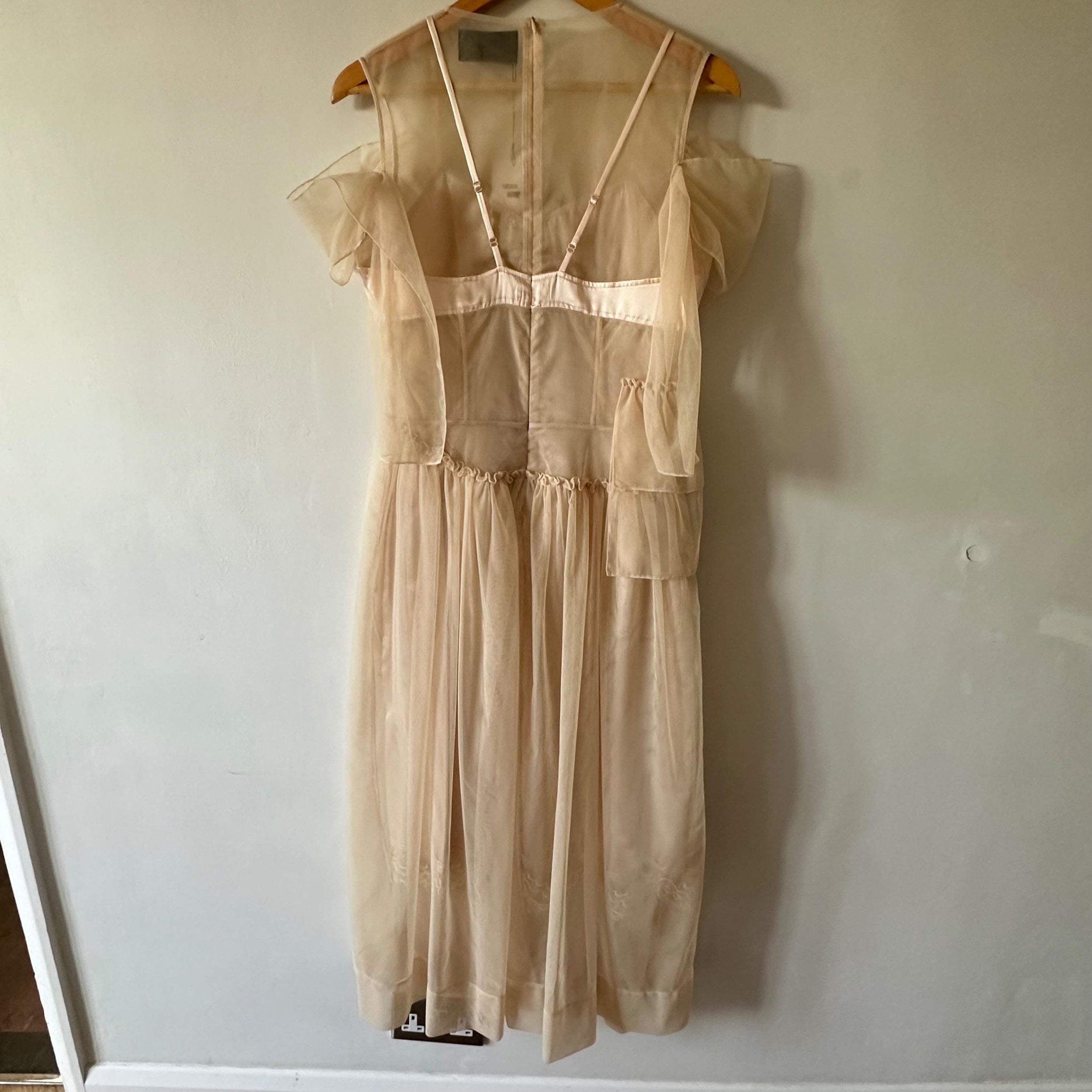 Simone Rocha Beige Mesh Midi Dress