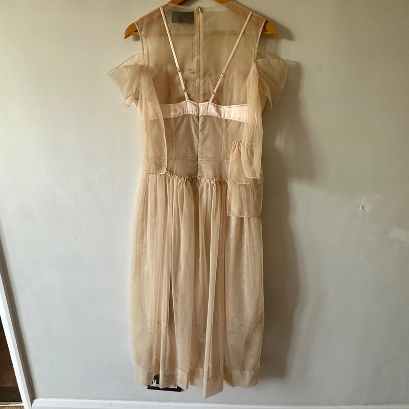 Simone Rocha Beige Mesh Midi Dress