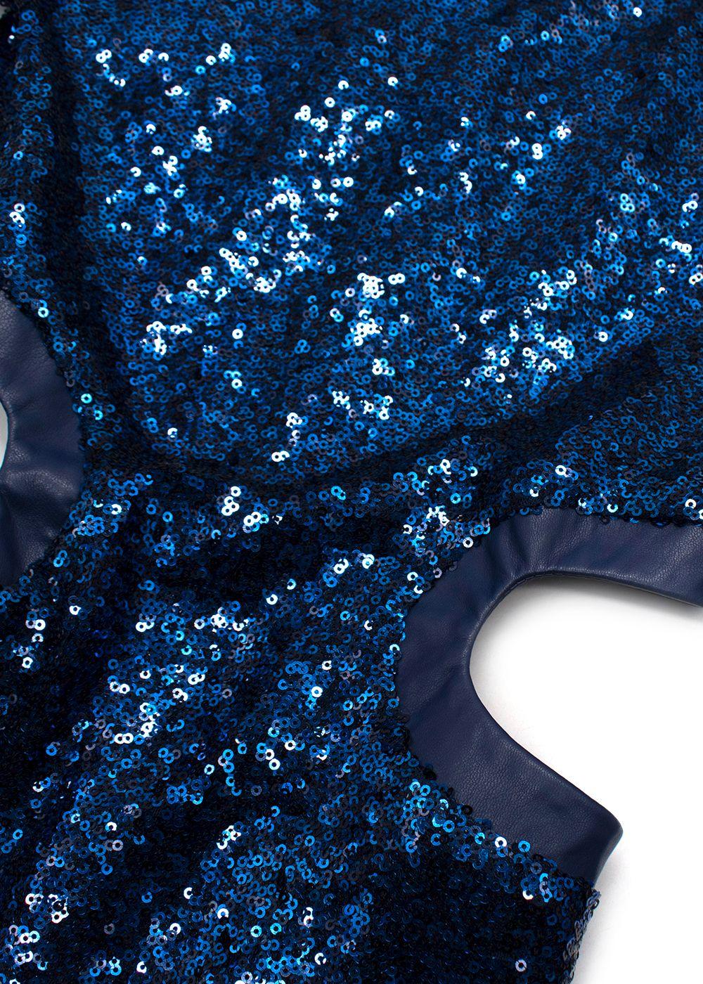 Staud Cobalt Sequin Long Sleeve Mini Dolce Dress