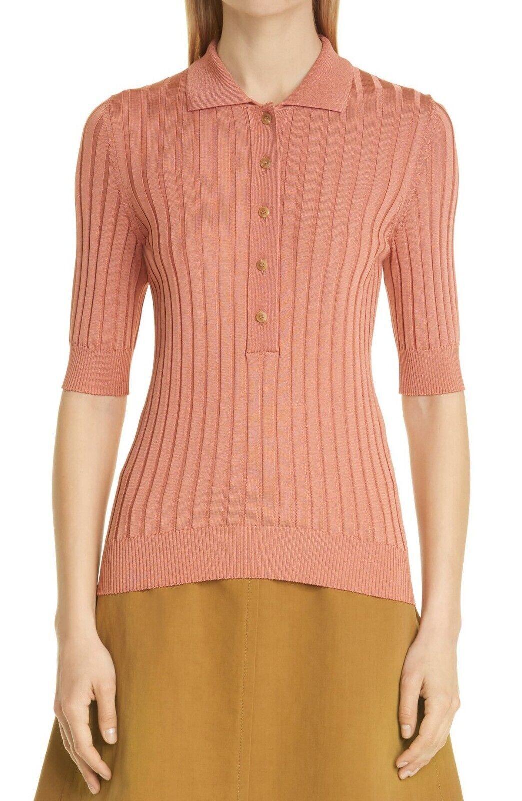 Rose Gold Ribbed Knit Jimmy Polo Shirt