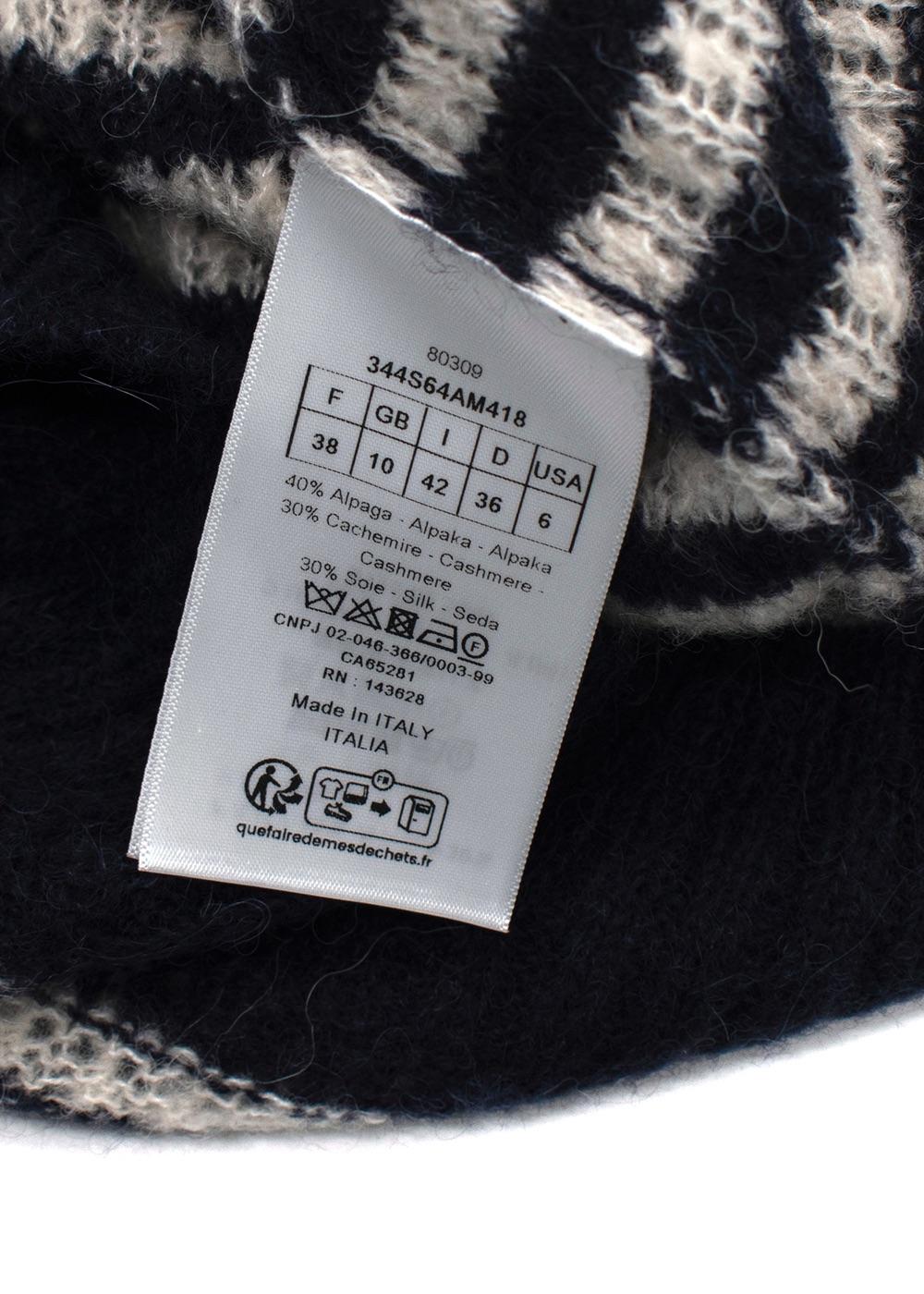 Dior Black Striped Alpaca Blend Jumper with Gold Button Detail