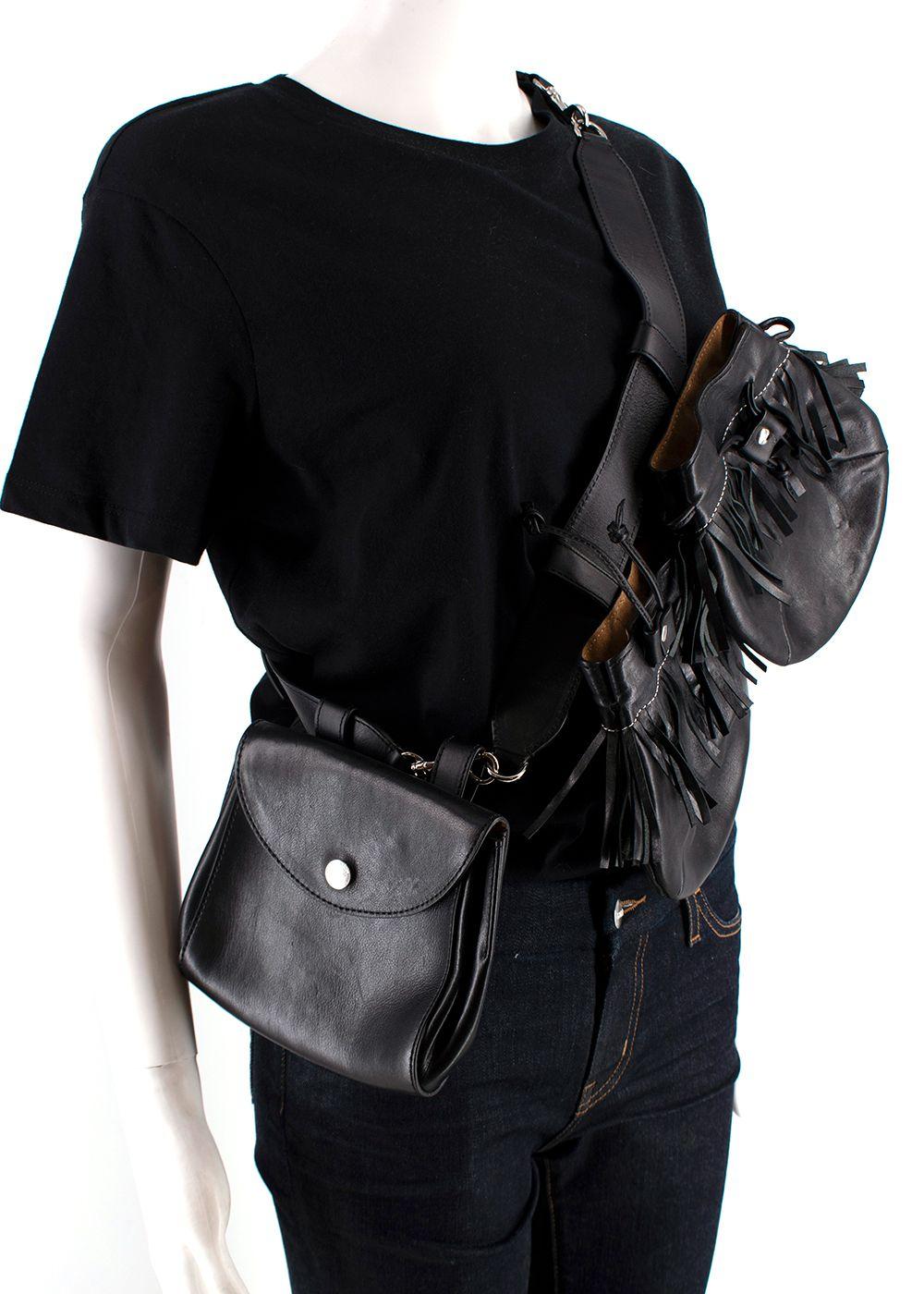 JW Anderson Black Leather Multi Pocket Cross Body Bag