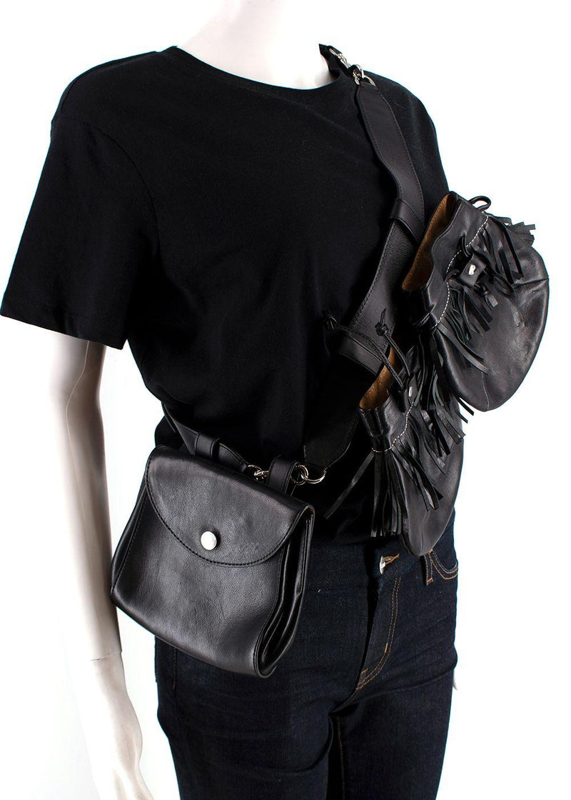 JW Anderson Black Leather Multi Pocket Cross Body Bag