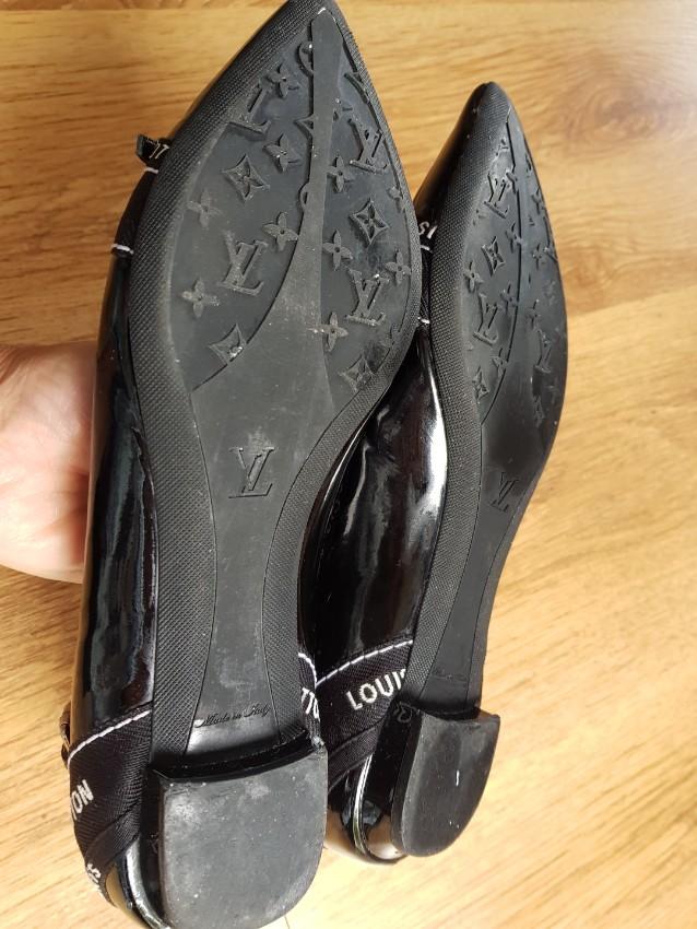 Louis Vuitton Black Logo Strip Pointed Toe Ballerinas