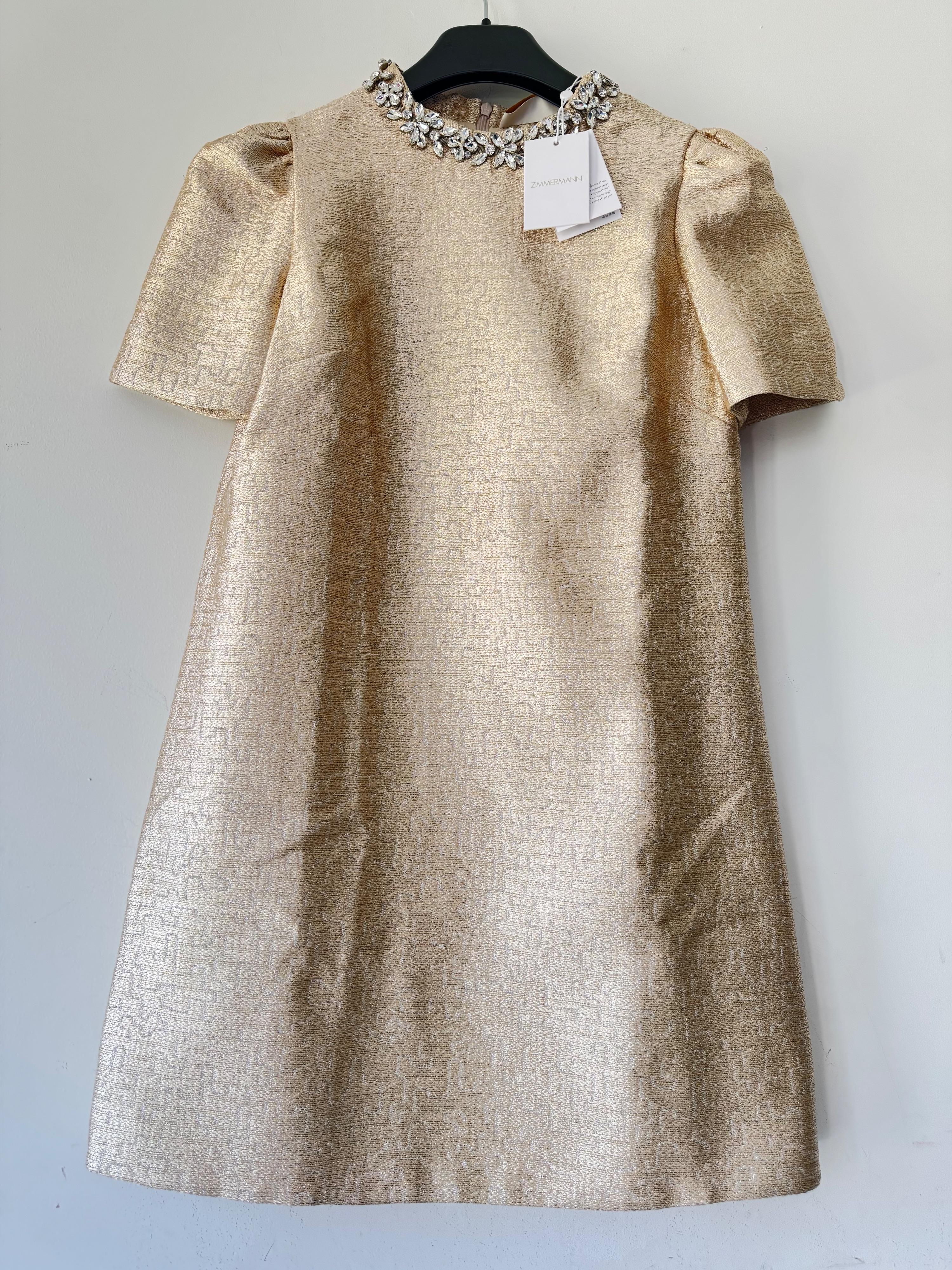 Zimmearmann Gold Crush Shift dress