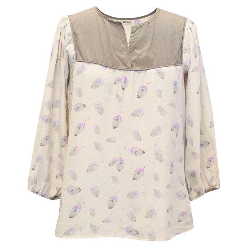 Tucker leaf print blouse