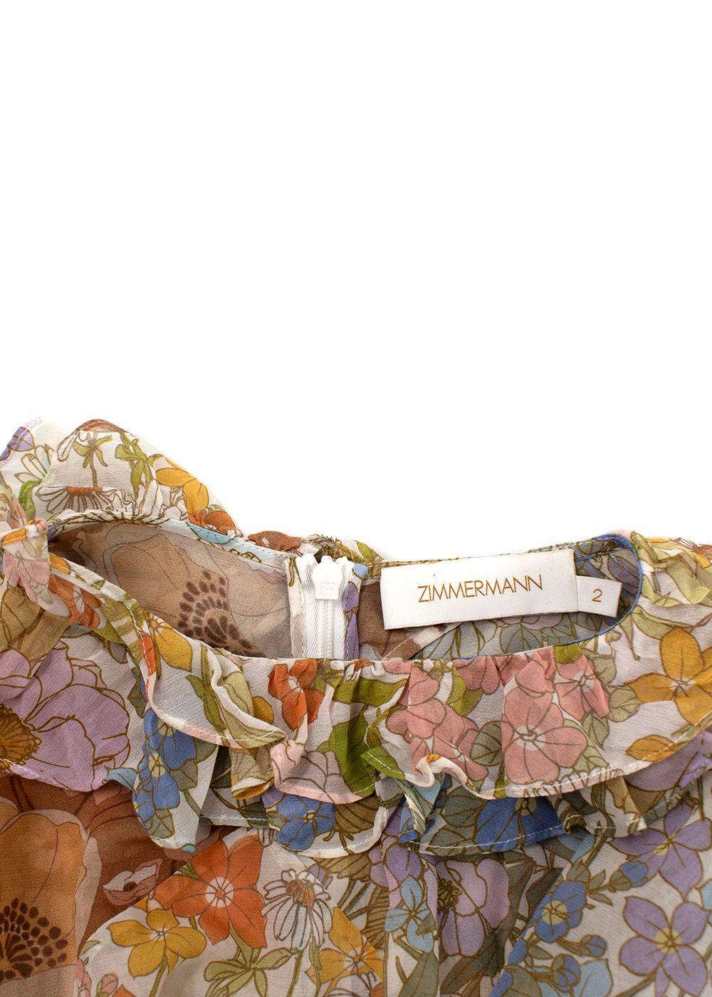 Zimmermann Floral Super Eight Ruffled Blouse