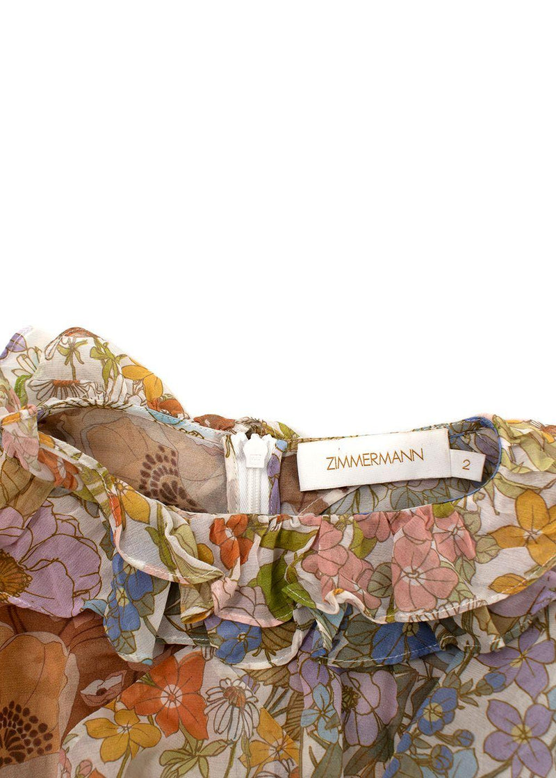 Zimmermann Floral Super Eight Ruffled Blouse