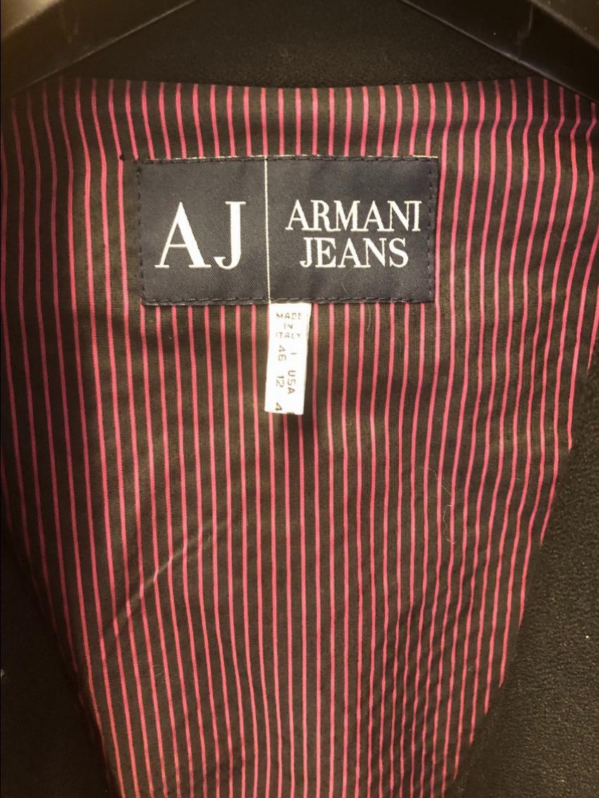 Armani Jeans Single Breasted Black Zip Detail Coat