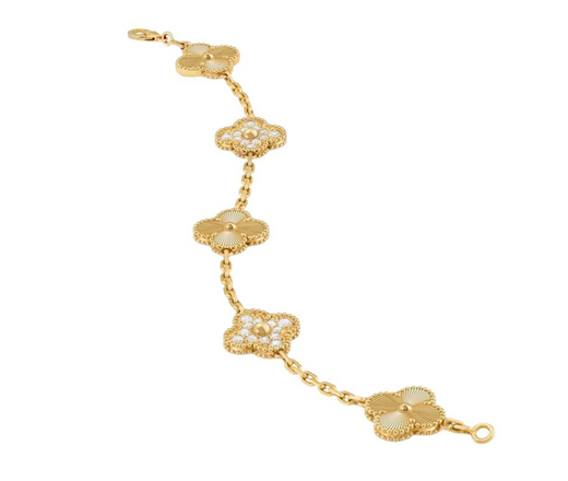 Van Cleef & Arpels Vintage Alhambra Yellow Gold And Diamonds Bracelet