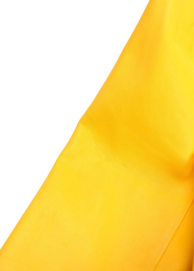 Ralph Lauren Collection Cropped Yellow Leather Jacket