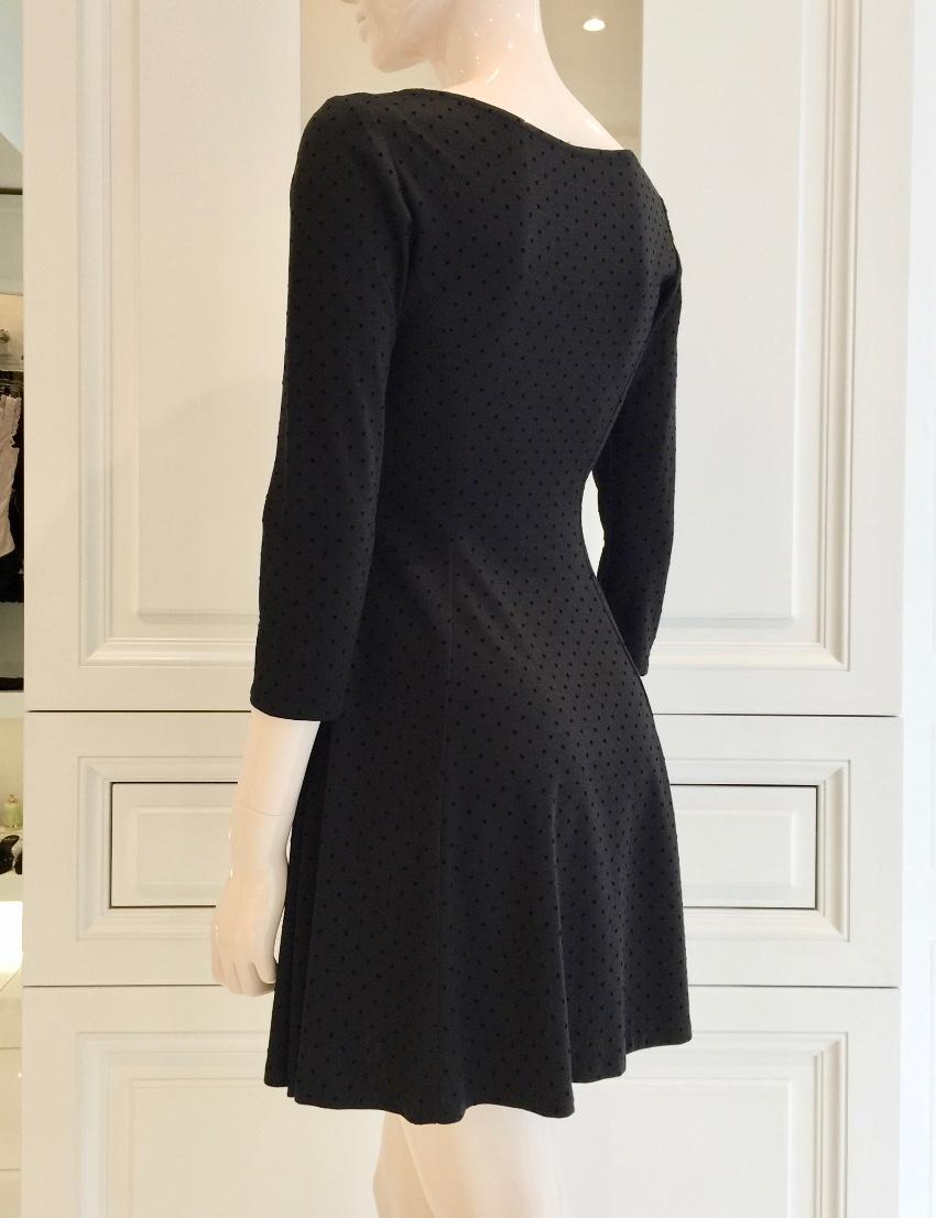 French Couture Jersey & Velvet Dot Sweetheart Dress