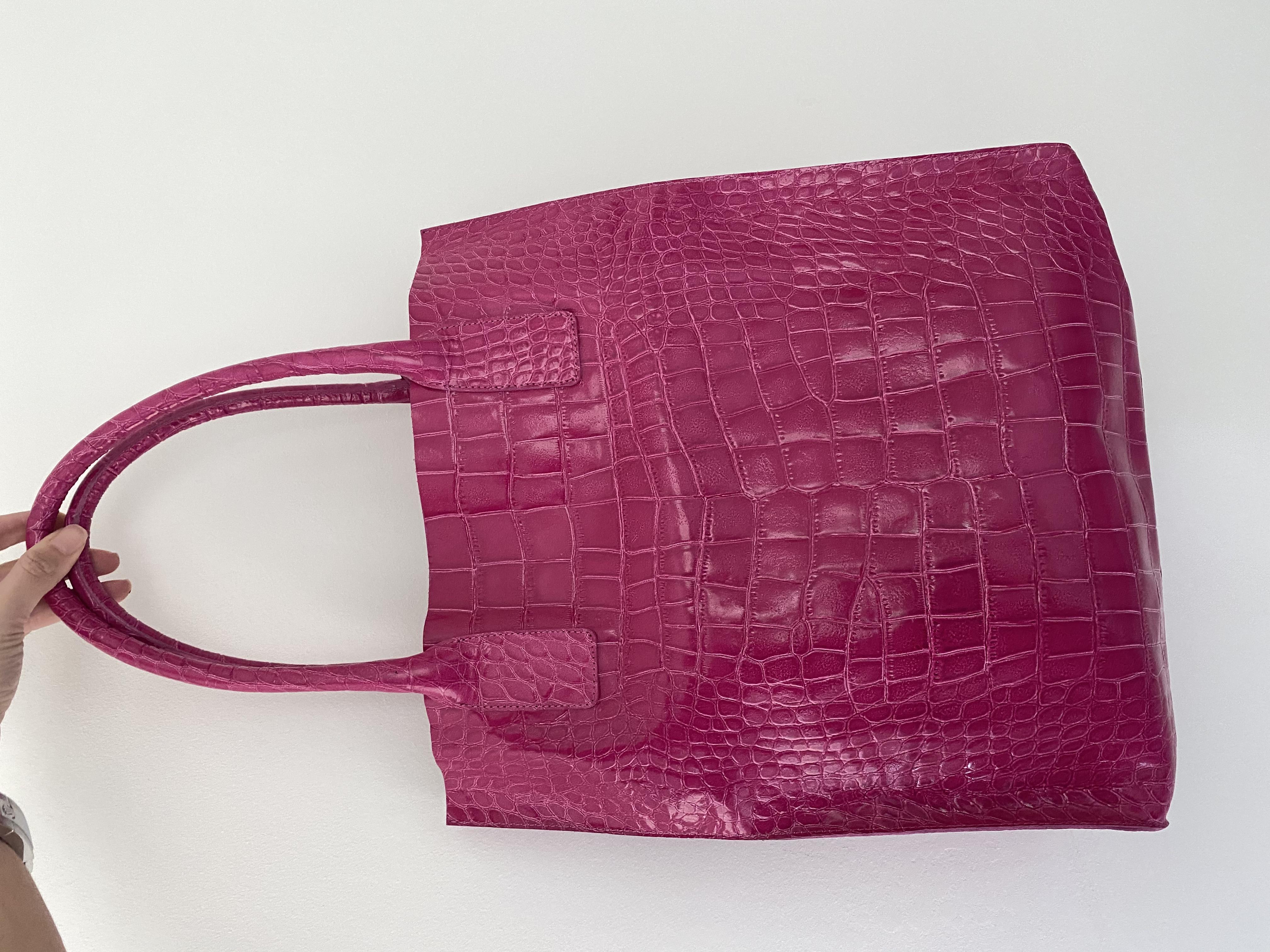 NEW Pink Aila Croc Embossed Bag