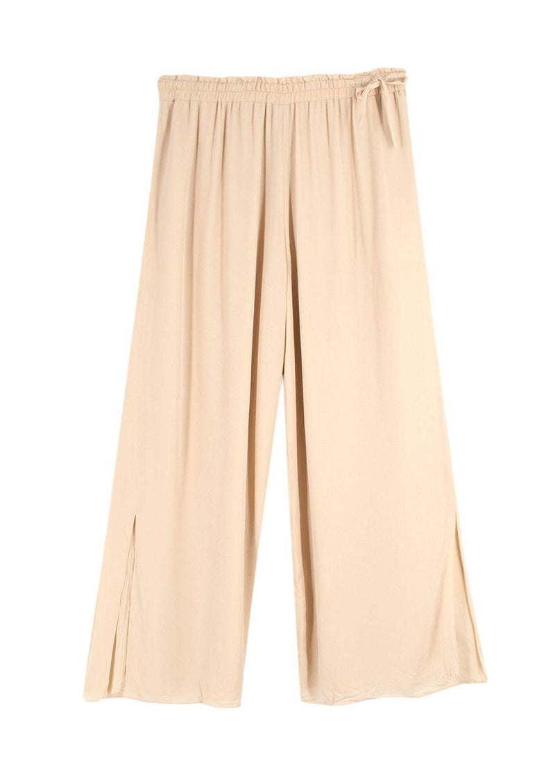 Icicle Beige Silk Blazer and Wide Leg Trouser Suit
