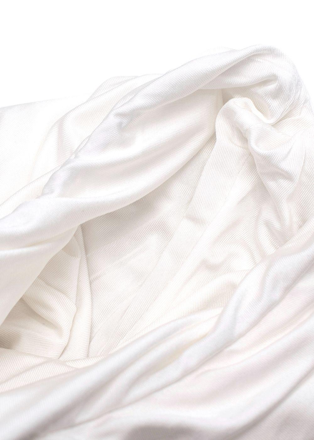 Magda Butrym White Draped Bandeau Top with Rose Applique
