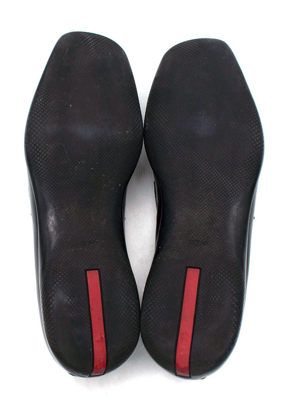 Prada Sport Black Leather Slip On Loafers