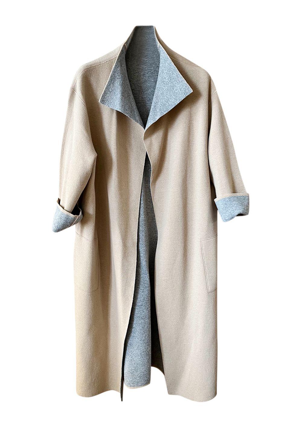 Max Mara Beige and Grey Wool Coat