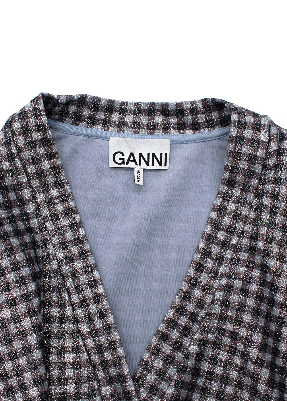 Ganni Metallic Gingham Cardigan