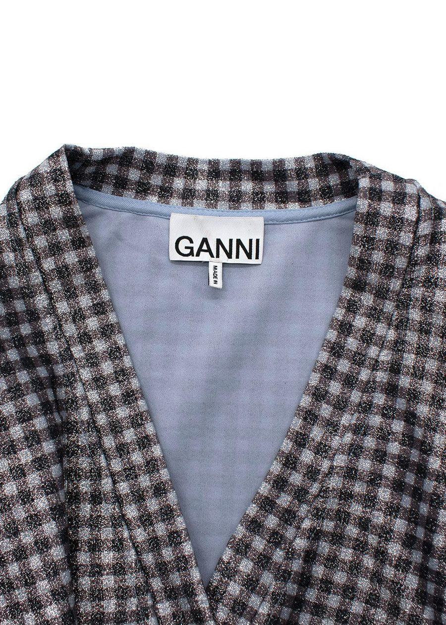 Ganni Metallic Gingham Cardigan