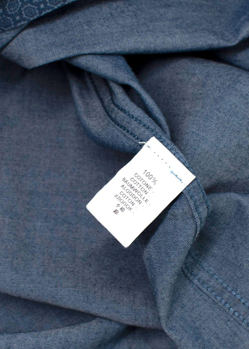 Brunello Cucinelli Blue Cotton Patterned Shirt