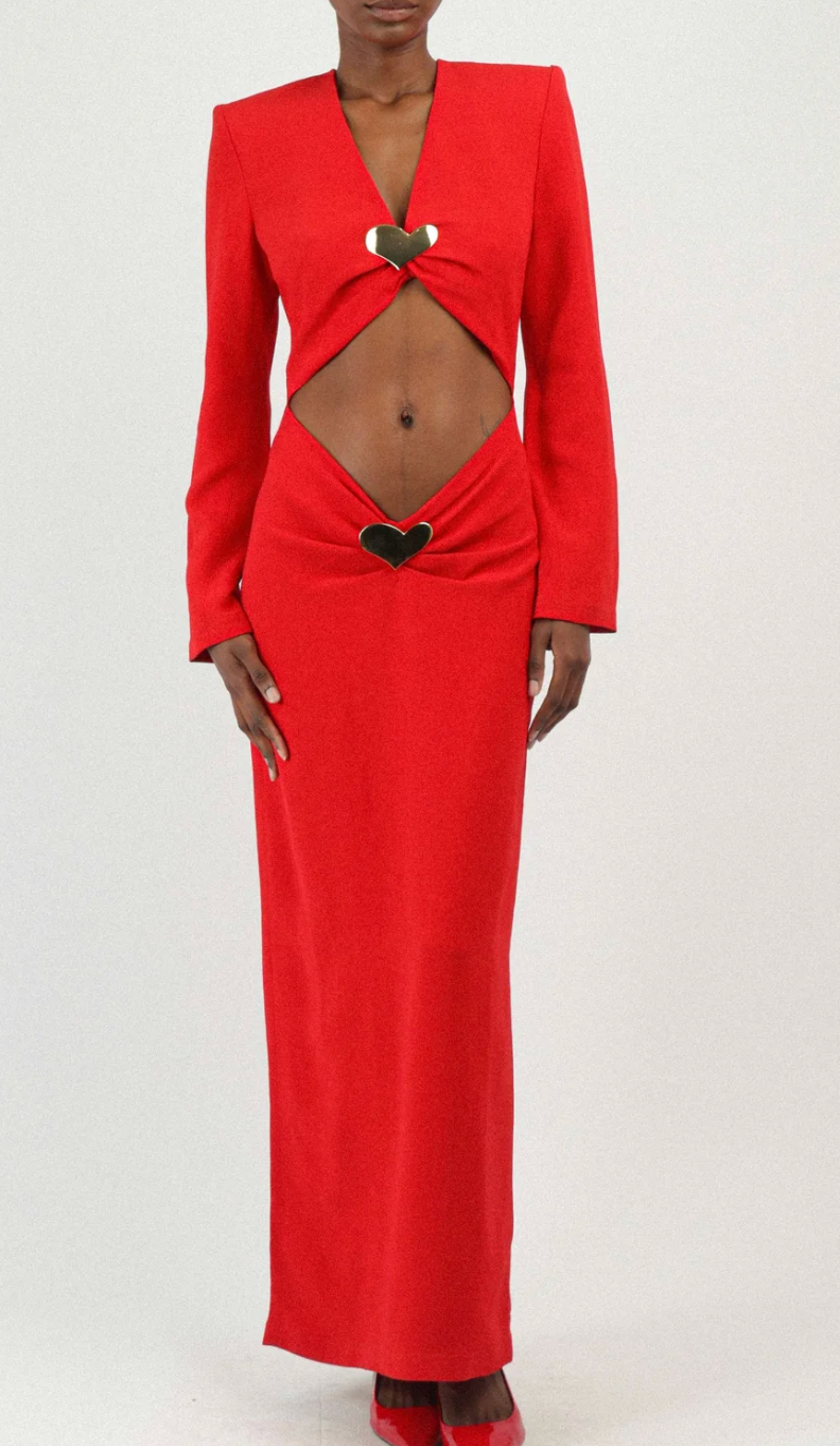 Rowen Rose Lovers Maxi Dress with Heart Jewel Details