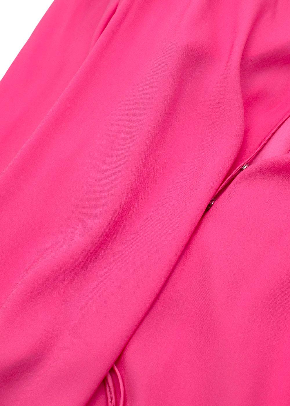 Shoulder Pad Pink Silk Tie Neck Blouse