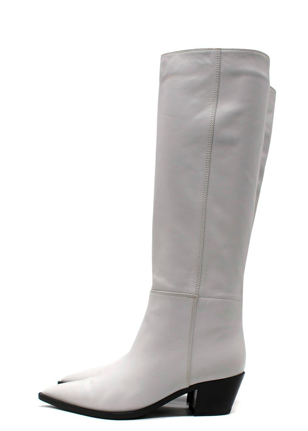 Gianvinto Rossi White Knee High Leather Cow Boy Boots