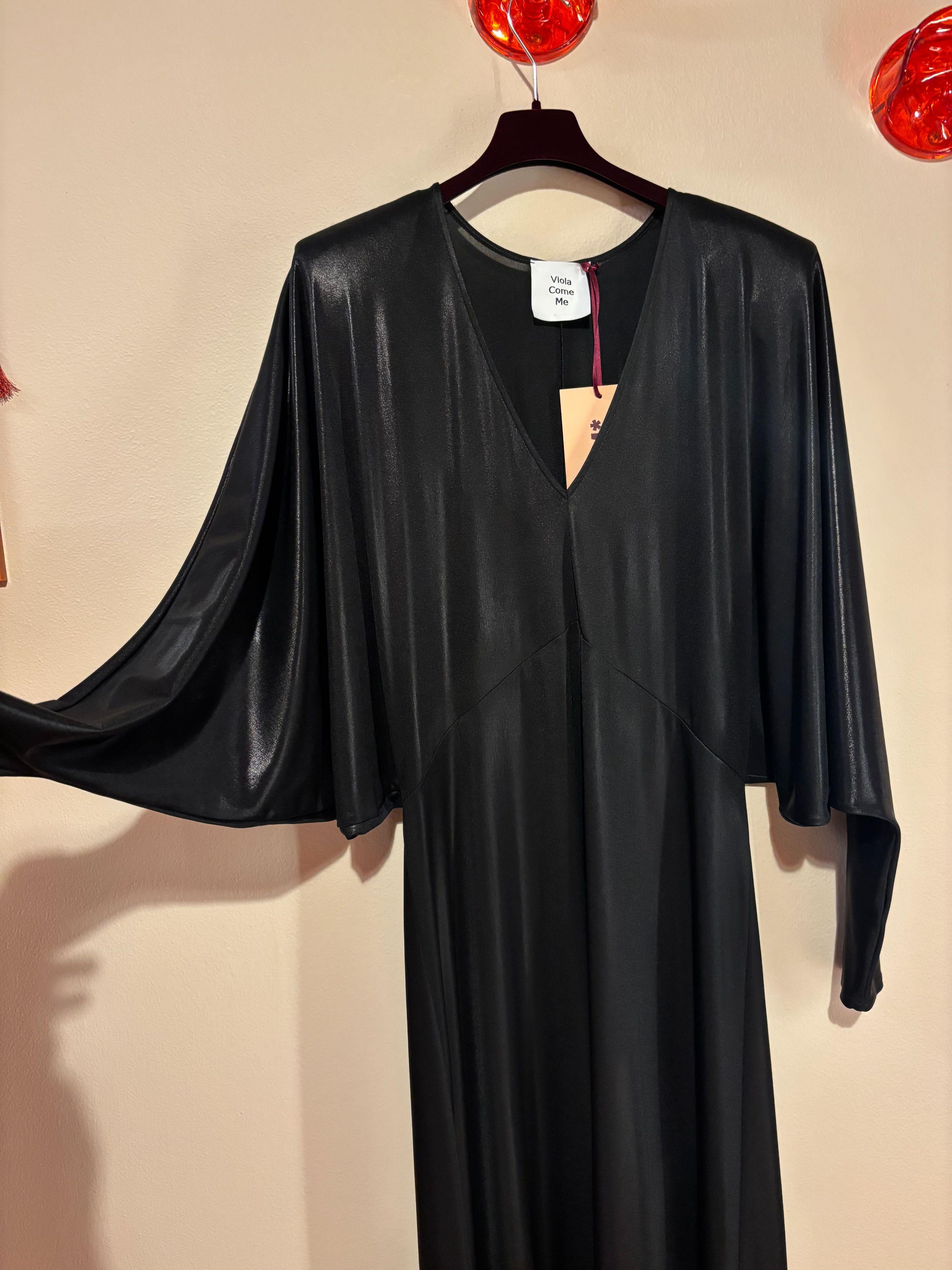 VCM Black Batwing Sleeve Evening Dress