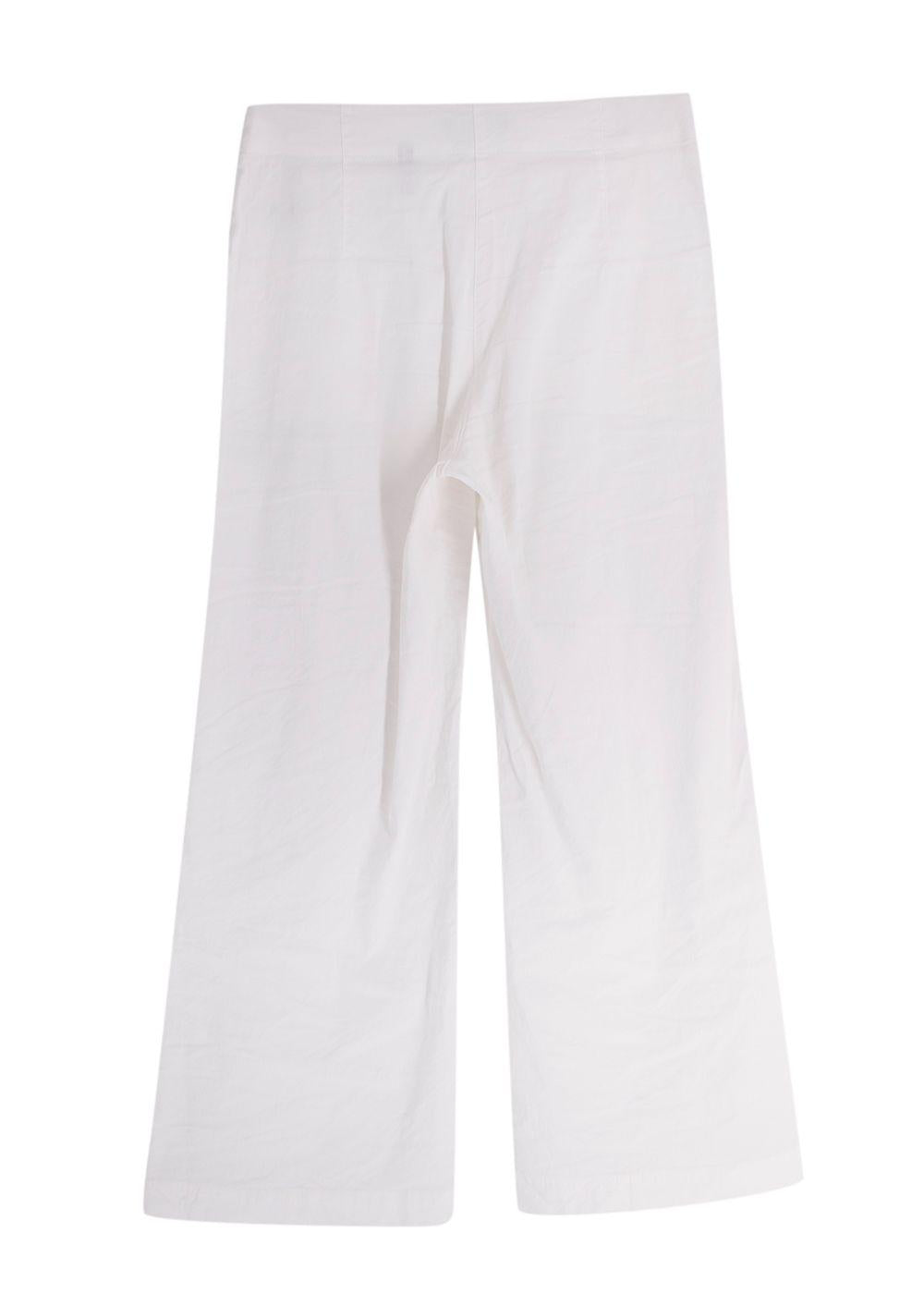 Theory White Linen Blend Cropped Trouser