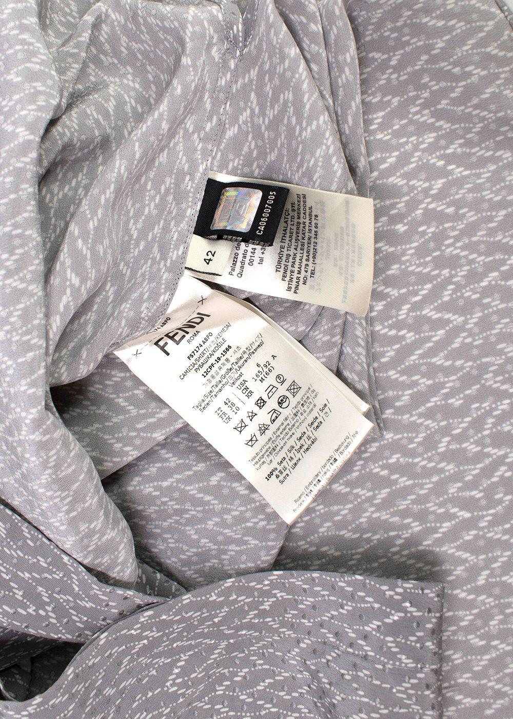 Fendi Silk Grey & White Longline Shirt