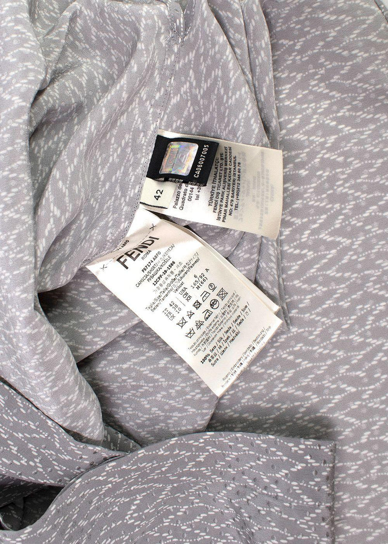 Fendi Silk Grey & White Longline Shirt