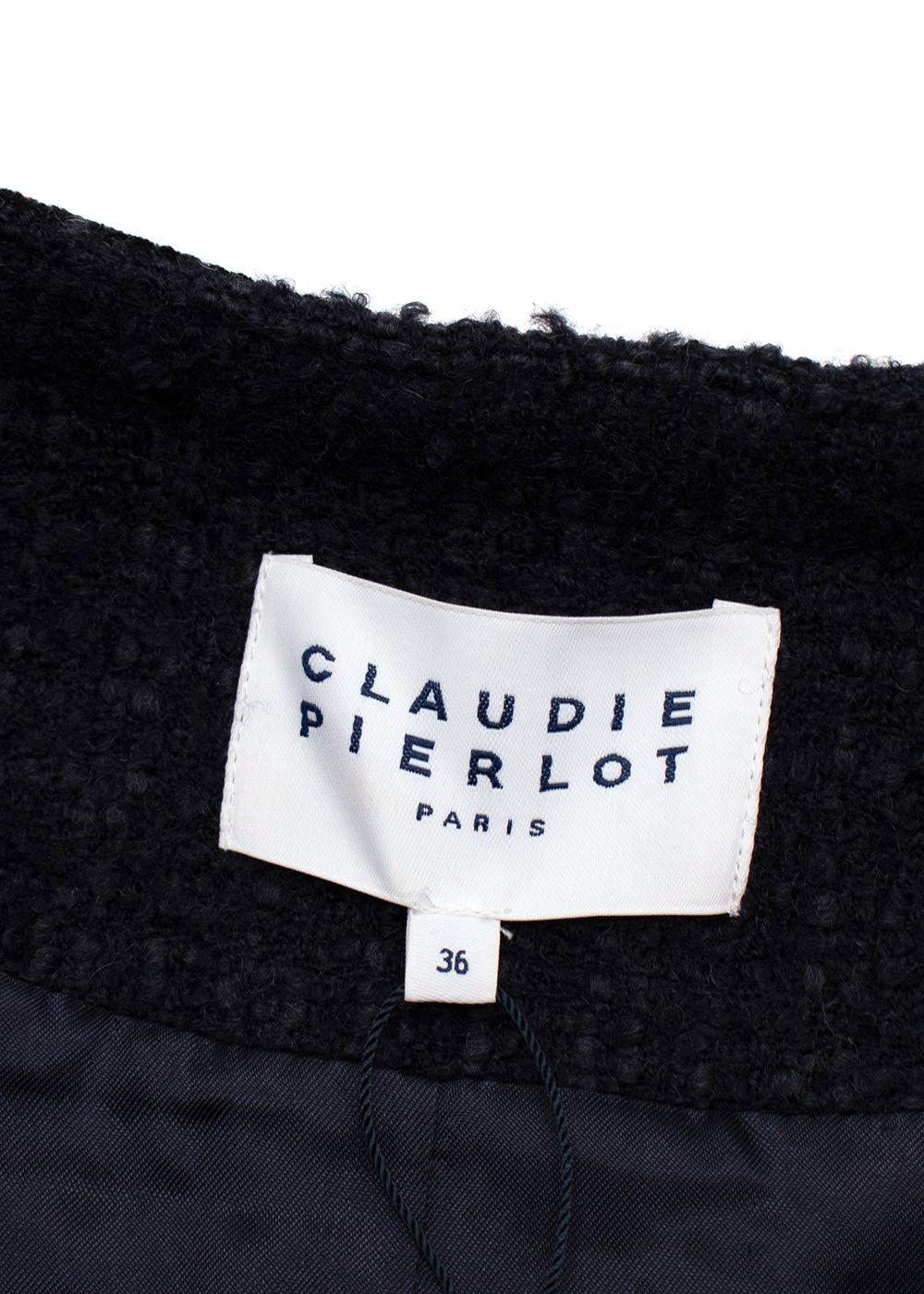 Claudie Pierlot Navy Contrast Trim Tweed Jacket