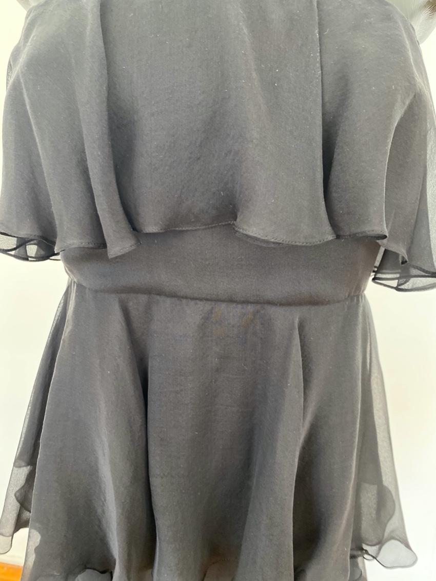 Silk Black Tiered Strapless Dress