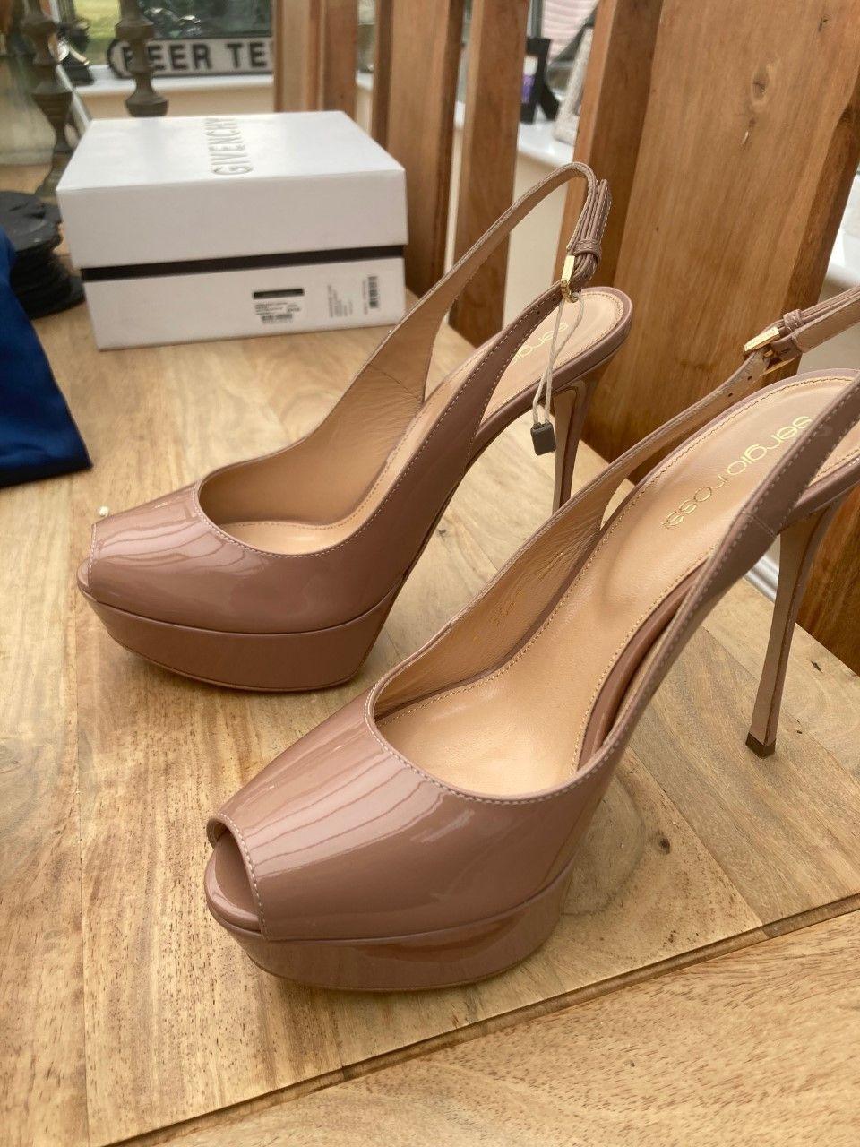 Antique Rose patent leather Alton slingback heeled sandals