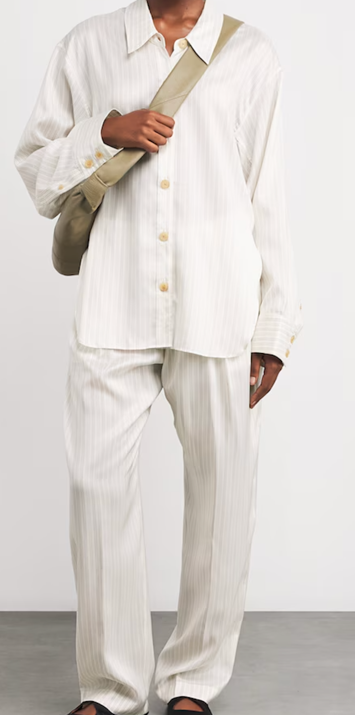 Khaite Silk Striped Trenton Trousers