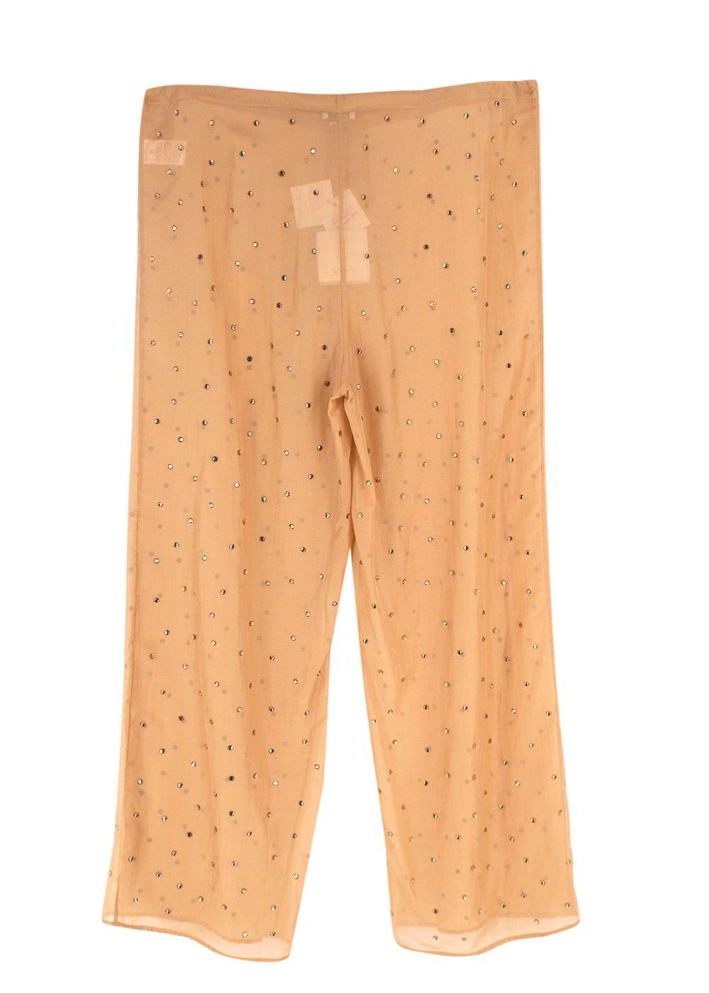 Oseree Golden Beige Cotton/Silk SS24 Gem Pants