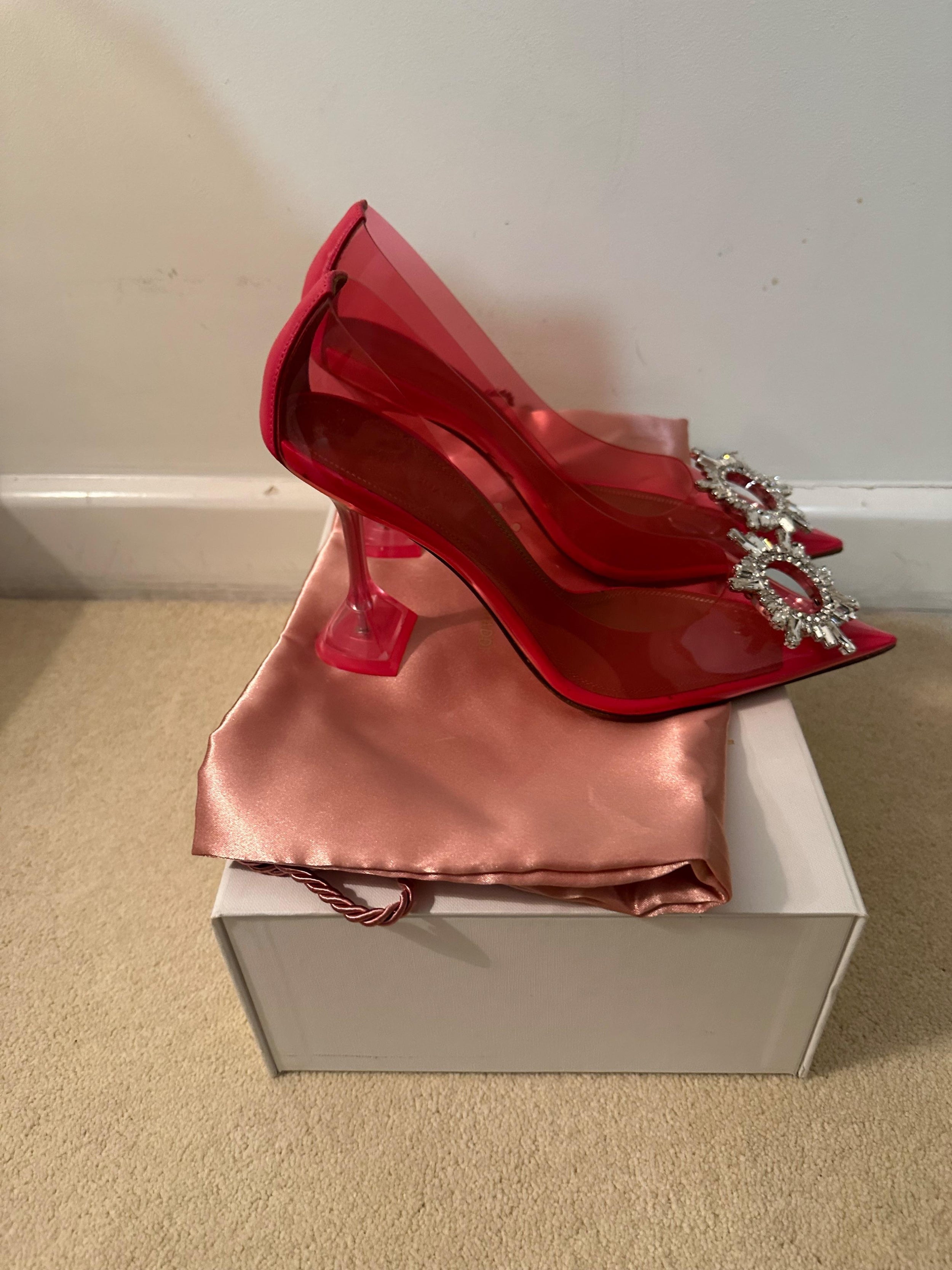 Amina Muaddi Pink Begum Crystal Embellished PVC Pumps