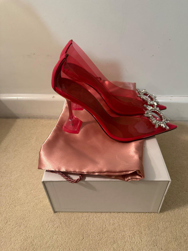 Amina Muaddi Pink Begum Crystal Embellished PVC Pumps